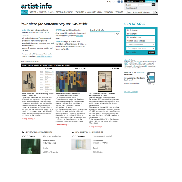 artist-info.com Homepage